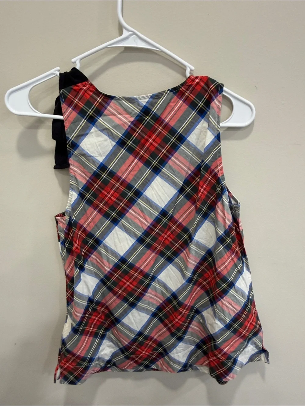 J Crew Plaid Bow-Shoulder Sleeveless
